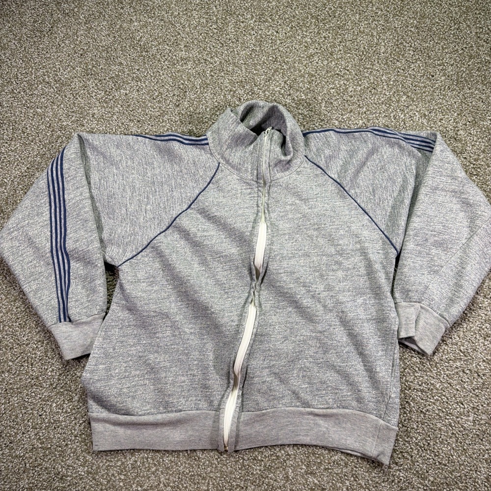 Vintage 70s ZIPUP Track Jacket Mock Allegra Poly Cotton Fleece Size S/M
